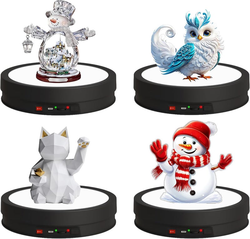 JAYEGT Variety Colors LED Light Base Non-Slip Rotating Display Stand , 66Lbs Load,360 Photography Turntable for Products Shows, Glass Crystal Artwork, Jewelry,Remote control (12.6inch / 6Color LED Light / Black/Rechargeable) - Image 3